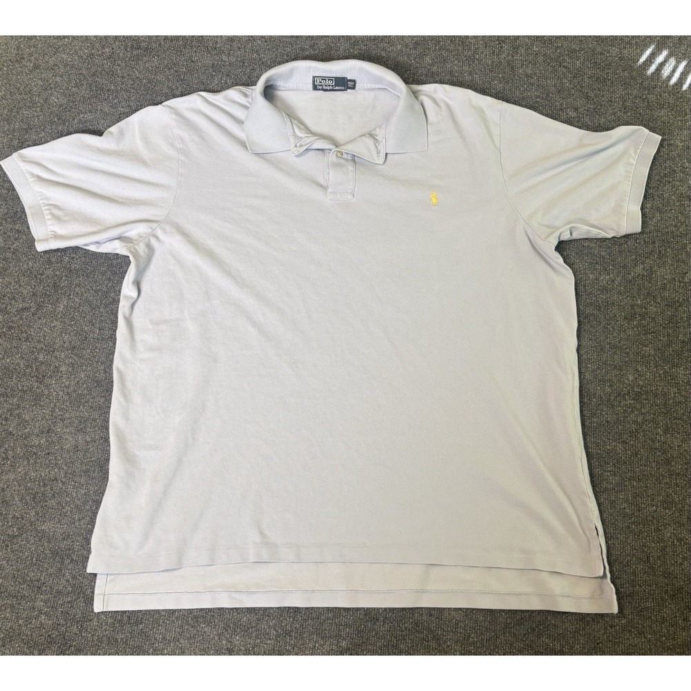 Polo Ralph Lauren Mens 3XLT Polo Shirt Light Blue Short Sleeve Pique Cotton